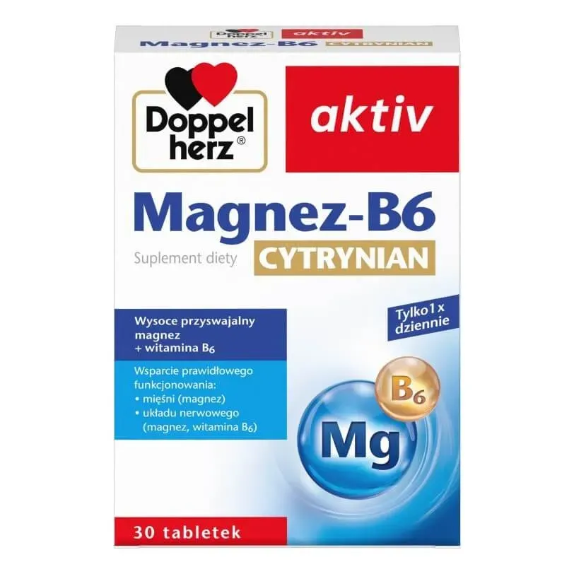 DOPPELHERZ AKTIV MAGNEZ-B6 cytrynian: 30 tabletek